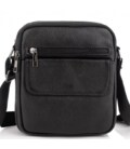 Шкіряна чоловіча сумка 17х21х5, барсетка через плече Tiding Bag 4134A чорна картинка, зображення, фото