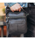 Мужской кожаный мессенджер 18x22x8, сумка планшет через плечо Tiding Bag A25F-1519A черный фото, картинка, изображение