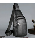 Чоловіча сумка-слінг шкіряна 18х32х7, крос боді для прогулянок Tiding Bag A25F-5060A чорна картинка, зображення, фото