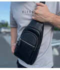 Чоловіча сумка-слінг шкіряна 18х32х7, крос боді для прогулянок Tiding Bag A25F-5060A чорна картинка, зображення, фото