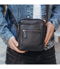 Чоловіча шкіряна сумка планшет 18х21х7, барсетка через плече Tiding Bag LA3314-1BL чорна картинка, зображення, фото