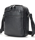 Мужская кожаная сумка через плечо 23х26х8, барсетка для телефона и документов Tiding Bag 711511 черная фото, картинка, изображен
