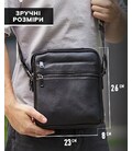 Чоловіча шкіряна сумка через плече 23х26х8, барсетка для телефону та документів Tiding Bag 711511 чорна картинка, зображення, фо