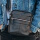 Сумка-барсетка мужская 19х22х5, мессенджер через плечо кожаная Tiding Bag BON6165 черный фото