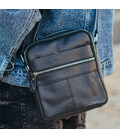 Сумка-барсетка мужская 19х22х5, мессенджер через плечо кожаная Tiding Bag BON6165 черный фото, картинка, изображение