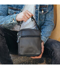Сумка-барсетка мужская 19х22х5, мессенджер через плечо кожаная Tiding Bag BON6165 черный фото, картинка, изображение