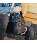 Сумка-барсетка мужская 19х22х5, мессенджер через плечо кожаная Tiding Bag BON6165 черный фото, картинка, изображение