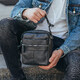 Сумка-барсетка мужская 19х22х5, мессенджер через плечо кожаная Tiding Bag BON6165 черный фото
