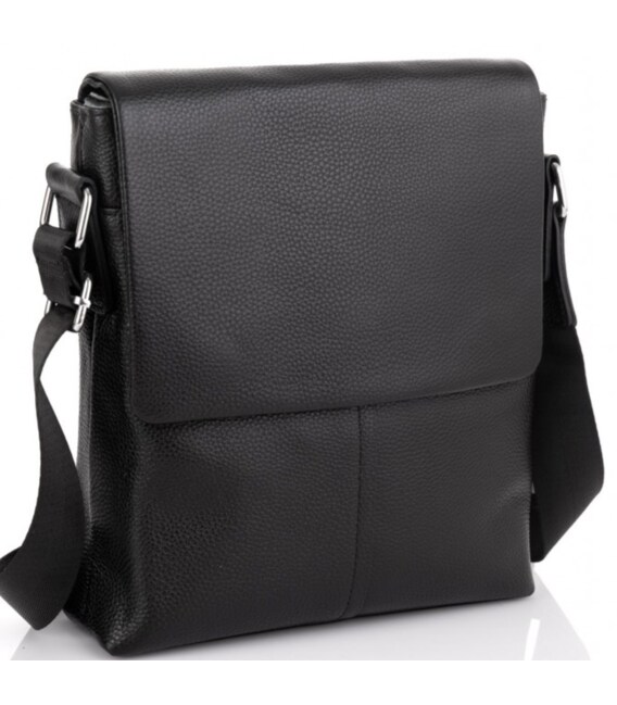 Чоловіча сумка планшет через плече 23х26х6, шкіряна барсетка Tiding Bag SK A75-181 чорна картинка, зображення, фото