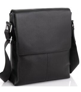 Чоловіча сумка планшет через плече 23х26х6, шкіряна барсетка Tiding Bag SK A75-181 чорна картинка, зображення, фото