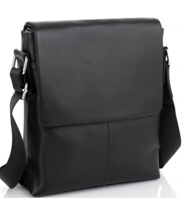 Мужская сумка планшет через плечо 23х26х6, кожаная барсетка Tiding Bag SK A75-181 черная фото, картинка, изображение