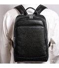 Чоловічий рюкзак шкіряний міський для ноутбука 28х40х14, сумка на спину для студента Tiding Bag, чорна картинка, зображення, фот