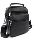 Чоловіча сумка-барсетка шкіряна 22х24х8 / месенджер на одне плече для міста та подорожей, чорний картинка, зображення, фото