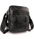 Чоловіча шкіряна сумка через плече 18х21х7, барсетка для документів Tiding Bag M38-10131A чорна картинка, зображення, фото