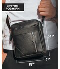 Чоловіча шкіряна сумка через плече 18х21х7, барсетка для документів Tiding Bag M38-10131A чорна картинка, зображення, фото