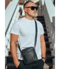 Мужская кожаная сумка через плечо 18х21х7, барсетка для документов Tiding Bag M38-10131A черная фото, картинка, изображение