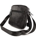 Мужская кожаная сумка через плечо 18х21х7, барсетка для документов Tiding Bag M38-10131A черная фото, картинка, изображение