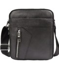 Чоловіча шкіряна сумка через плече 18х21х7, барсетка для документів Tiding Bag M38-10131A чорна картинка, зображення, фото