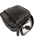 Чоловіча шкіряна сумка через плече 18х21х7, барсетка для документів Tiding Bag M38-10131A чорна картинка, зображення, фото