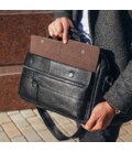 Шкіряний чоловічий портфель для документів та ноутбука 39x28x8, сумка папка ділова MK39848 чорна картинка, зображення, фото