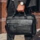 Кожаный мужской портфель для документов и ноутбука 39x28x8, сумка папка деловая MK39848 черная фото