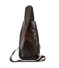 Чоловічий шкіряний слінг на одне плече 18х32х7, сумка-бананка для міста TIDING BAG 62867 коричнева картинка, зображення, фото
