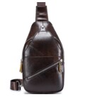 Чоловічий шкіряний рюкзак на одне плече 18х32х7, сумка-слінг для міста TIDING BAG MK03983 коричнева картинка, зображення, фото