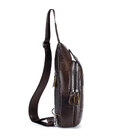 Мужской кожаный рюкзак на одно плечо 18х32х7, сумка-слинг для города TIDING BAG MK03983 коричневая фото, картинка, изображение