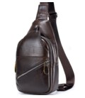 Мужской кожаный рюкзак на одно плечо 18х32х7, сумка-слинг для города TIDING BAG MK03983 коричневая фото, картинка, изображение