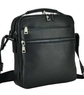 Шкіряна чоловіча сумка планшет через плече 23х26х8, наплічна барсетка Tiding Bag MN-284334 чорна картинка, зображення, фото