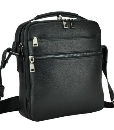 Шкіряна чоловіча сумка через плече чорна Tiding Bag MN-284334 картинка, зображення, фото