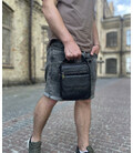 Сумка мужская через плечо кожаная черная Tiding Bag IT-73302 фото, картинка, изображение
