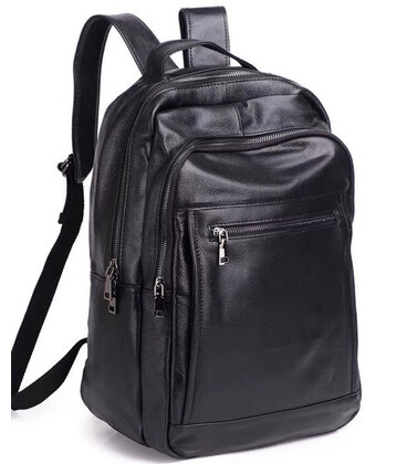 Кожаная мужской наплечная сумка для ноутбука и поездок 28х42х18, рюкзак для работы Tiding Bag D3-9343, черный фото, картинка, из