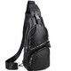 Мужская кожаная сумка-слинг 17х32х7, бананка для роботы и офиса TIDING BAG - MK-96303 черная фото