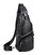 Мужская кожаная сумка-слинг 17х32х7, бананка для роботы и офиса TIDING BAG - MK-96303 черная фото, картинка, изображение