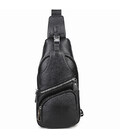 Чоловіча шкіряна сумка-слінг 17х32х7, бананка для роботи та офісу TIDING BAG - MK-96303 чорна картинка, зображення, фото