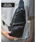 Чоловіча шкіряна сумка-слінг 17х32х7, бананка для роботи та офісу TIDING BAG - MK-96303 чорна картинка, зображення, фото