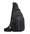 Сумка-слінг чоловіча на одне плече 18х32х7, рюкзак нагрудний з натуральної шкіри 74521 чорний картинка, зображення, фото