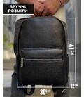 Кожаный мужской рюкзак городской 30х41х12, сумка на плечи для ноутбука и документов Tiding Bag 20334 черная фото, картинка, изоб