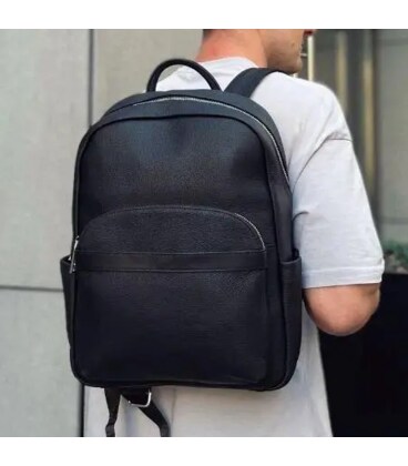 Мужской городской кожаный рюкзак 28х39х15, сумка наплечная для работы и путешествий Tiding Bag 60320 черная фото, картинка, изоб