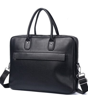 Шкіряна чоловіча сумка для ноутбука 40х30х8, офісний діловий портфель Tiding Bag M364A чорний картинка, зображення, фото
