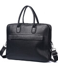 Шкіряна чоловіча сумка для ноутбука 40х30х8, офісний діловий портфель Tiding Bag M364A чорний картинка, зображення, фото