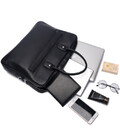 Кожаная мужская сумка для ноутбука 40х30х8, офисный деловой портфель Tiding Bag M364A черный фото, картинка, изображение