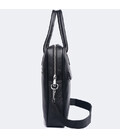 Кожаная мужская сумка для ноутбука 40х30х8, офисный деловой портфель Tiding Bag M364A черный фото, картинка, изображение