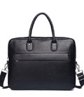 Кожаная мужская сумка для ноутбука 40х30х8, офисный деловой портфель Tiding Bag M364A черный фото, картинка, изображение