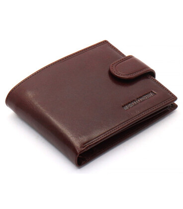 Коричневое мужское портмоне на кнопке из натуральной кожи Marco Coverna B047-802 фото, картинка, изображение