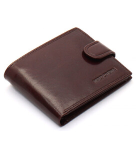 Коричневое мужское портмоне на кнопке из натуральной кожи Marco Coverna B047-801 фото, картинка, изображение