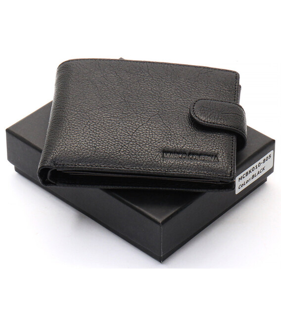Черное кожаное мужское портмоне с отделением для документов Marco Coverna MCBK010-805 фото, картинка, изображение