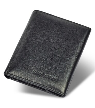 Черный мужской кошелек вертикального типа из натуральной кожи на магните Marco Coverna MC-1286 фото, картинка, изображение