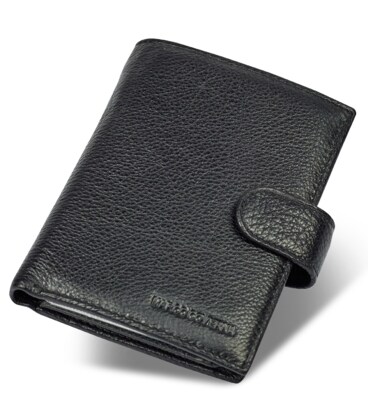 Черный мужской кошелек вертикального типа из натуральной кожи под документы Marco Coverna MC-5176-1 фото, картинка, изображение